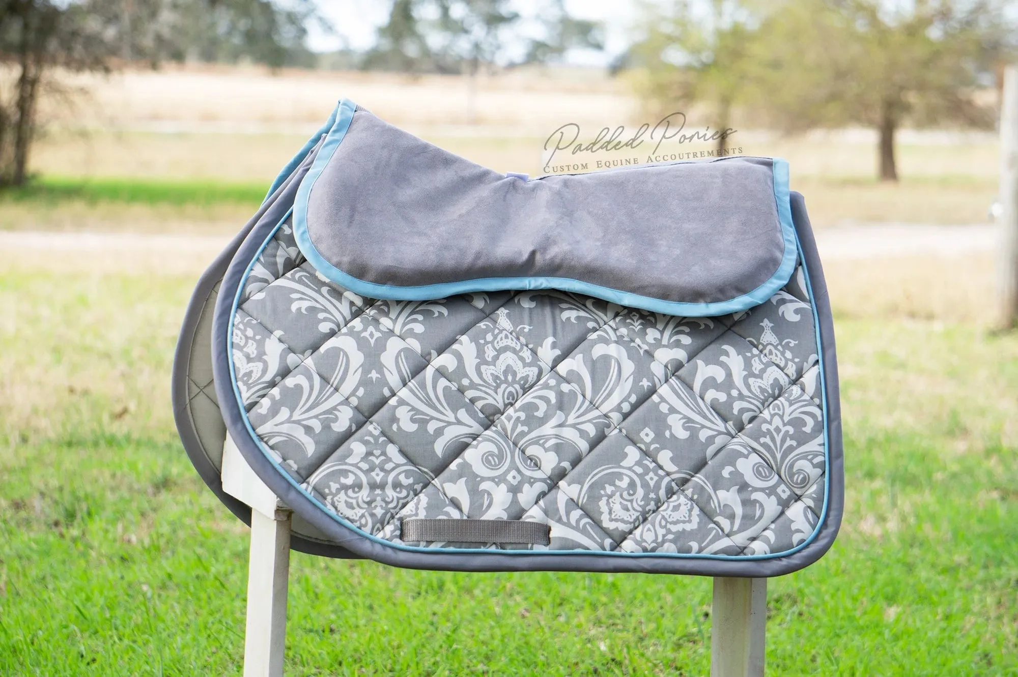 Custom Damask Saddle Pad