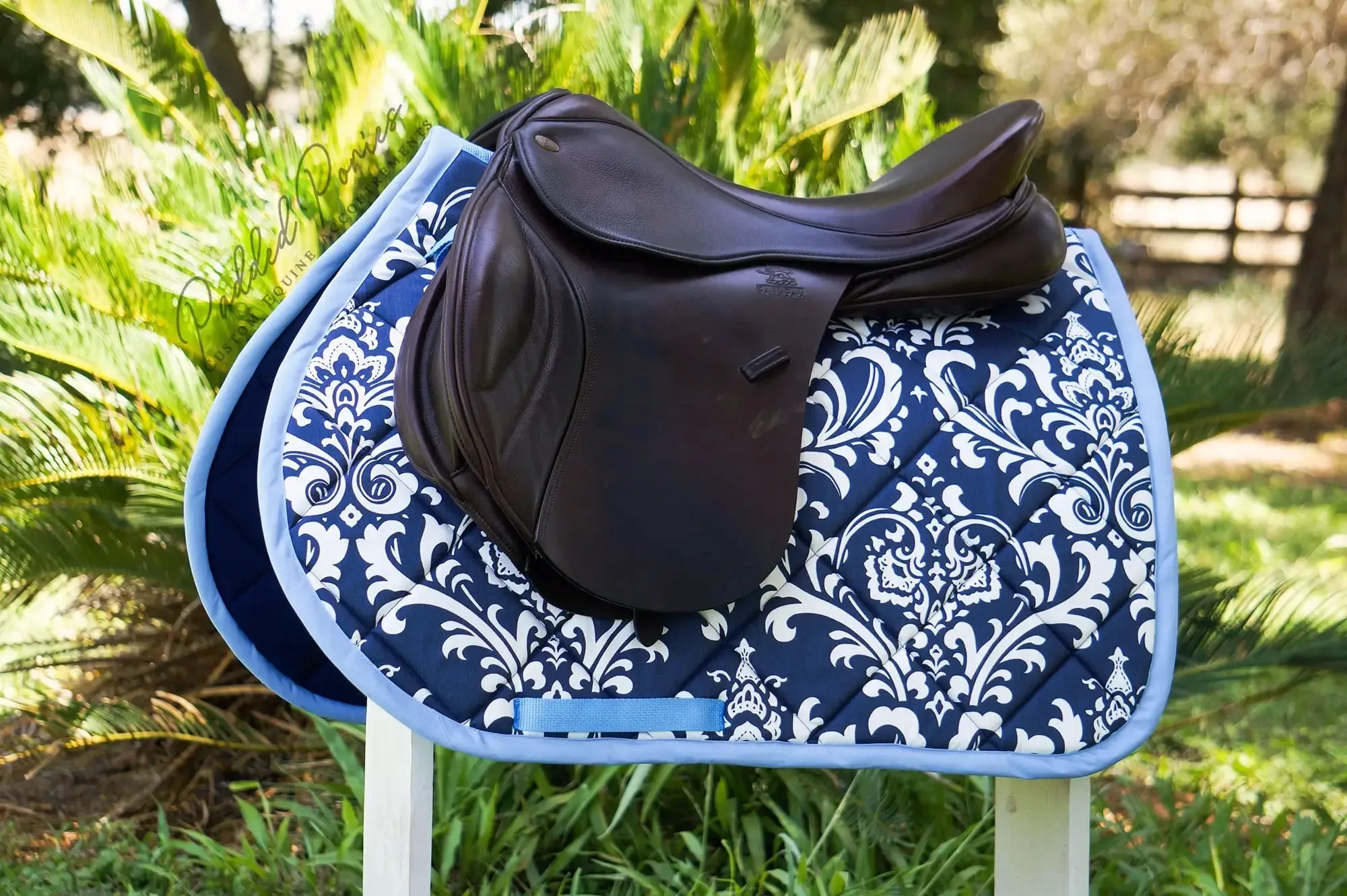 Custom Damask Saddle Pad