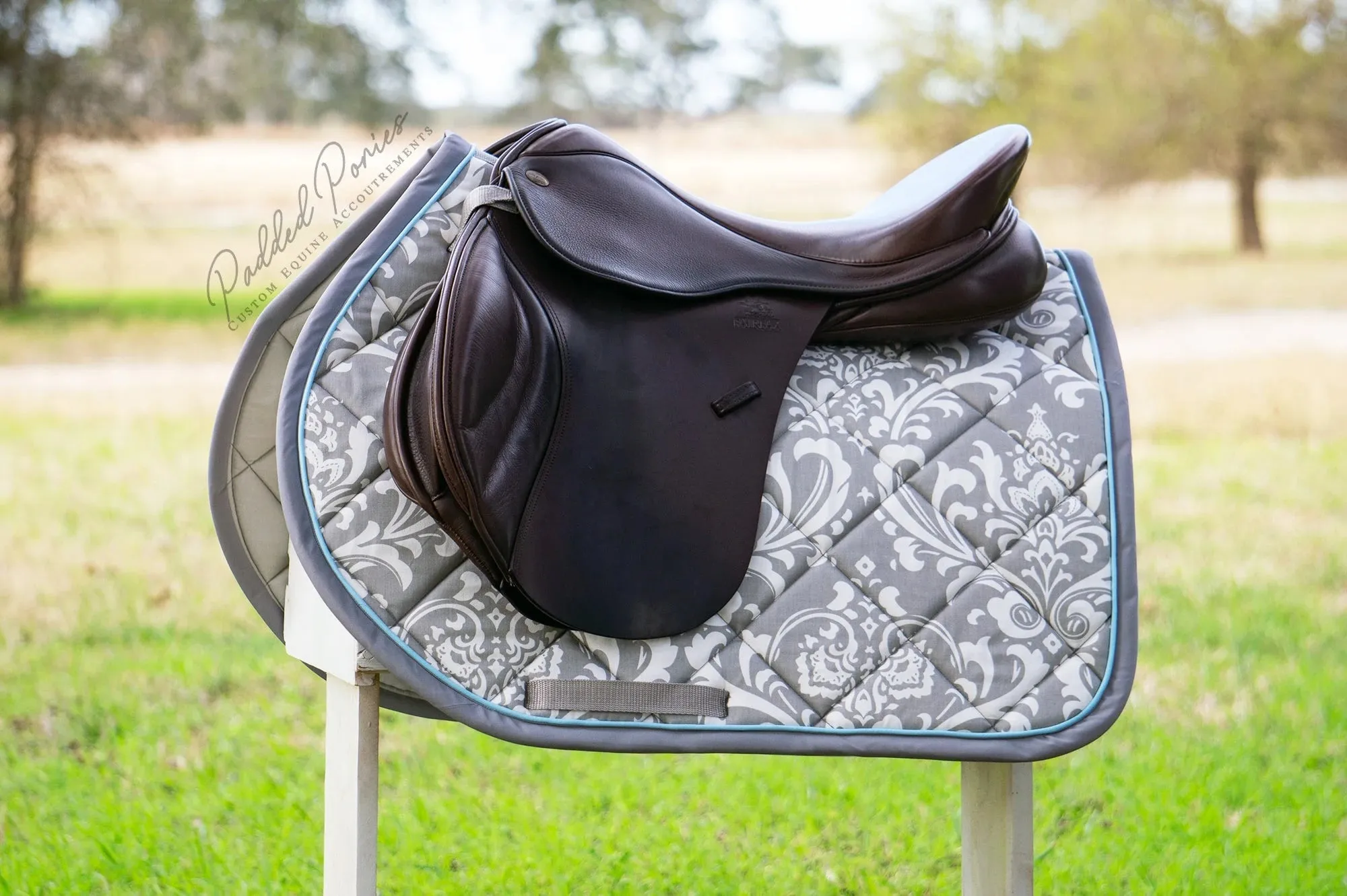 Custom Damask Saddle Pad