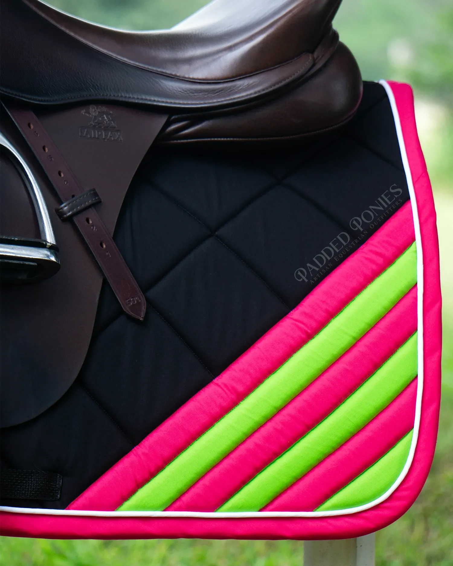 Custom Solid Color Corner Stripes Saddle Pad