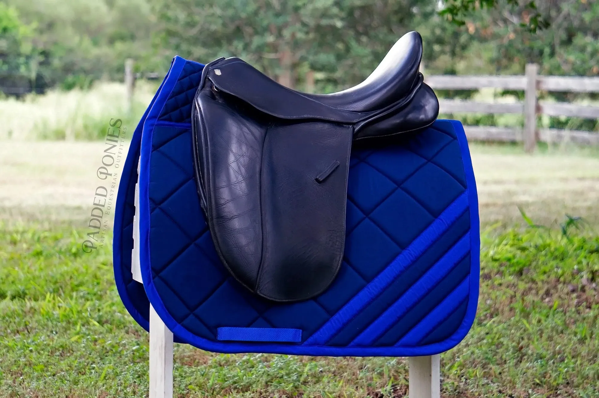 Custom Solid Color Corner Stripes Saddle Pad