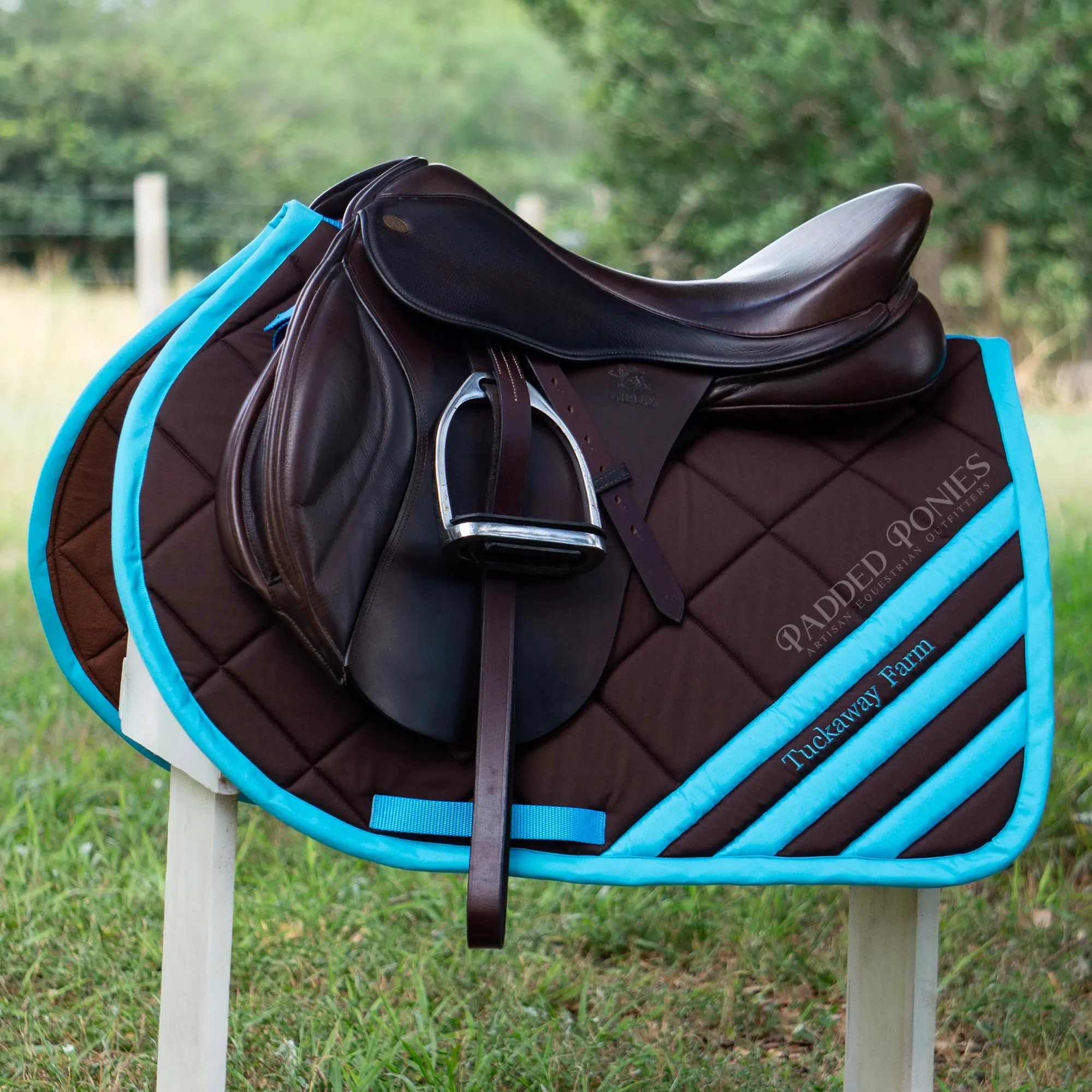 Custom Solid Color Corner Stripes Saddle Pad