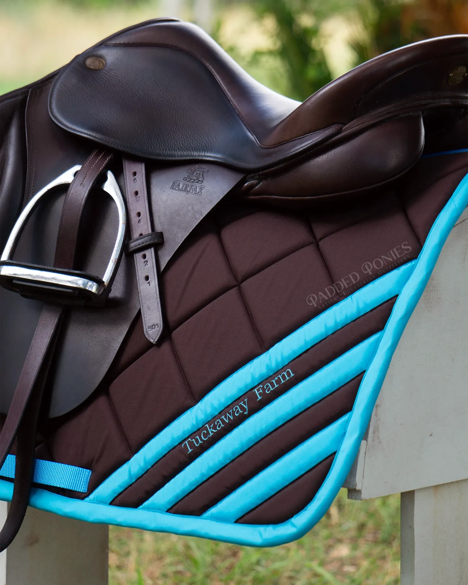 Custom Solid Color Corner Stripes Saddle Pad