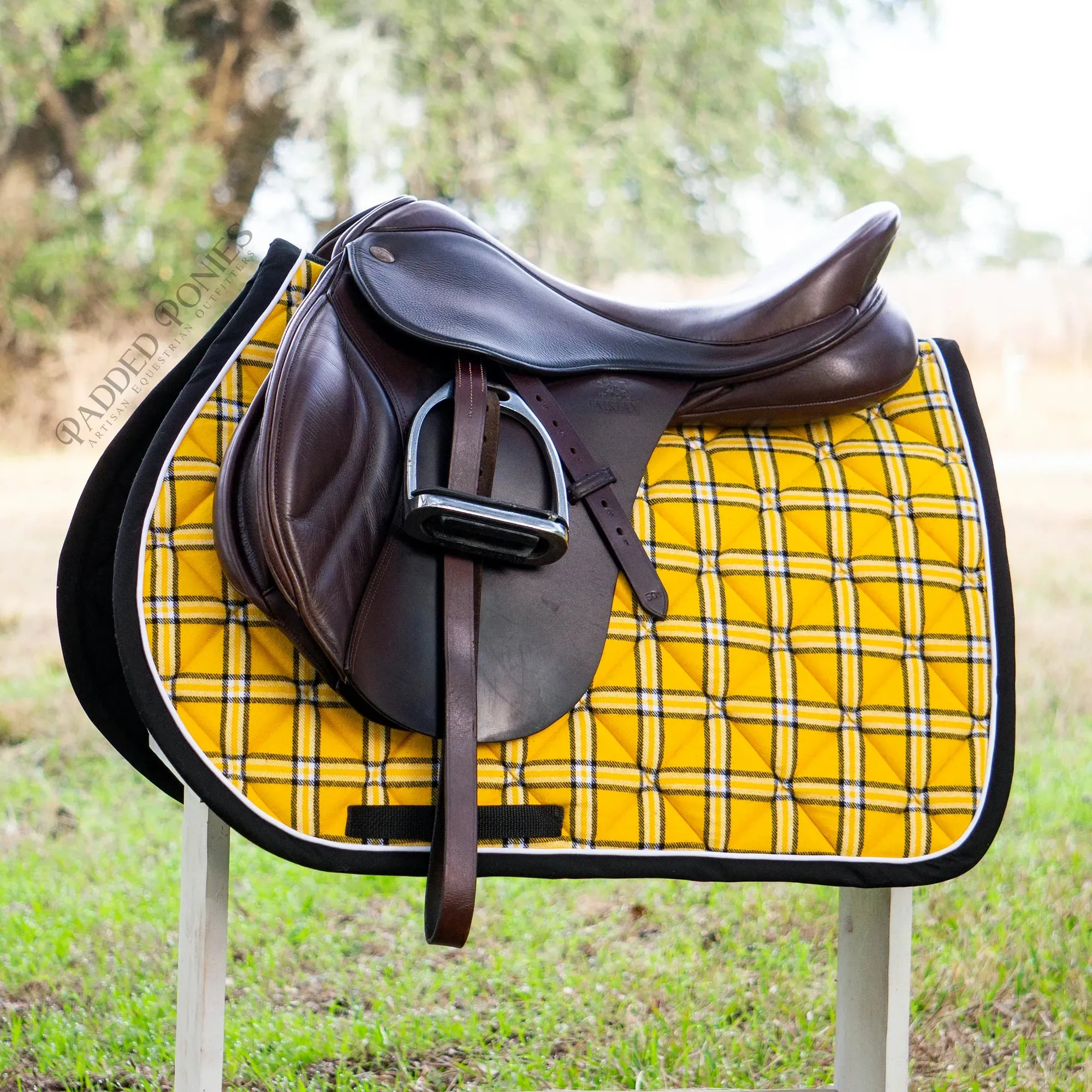 Custom Yellow Plaid Flannel Saddle Pad