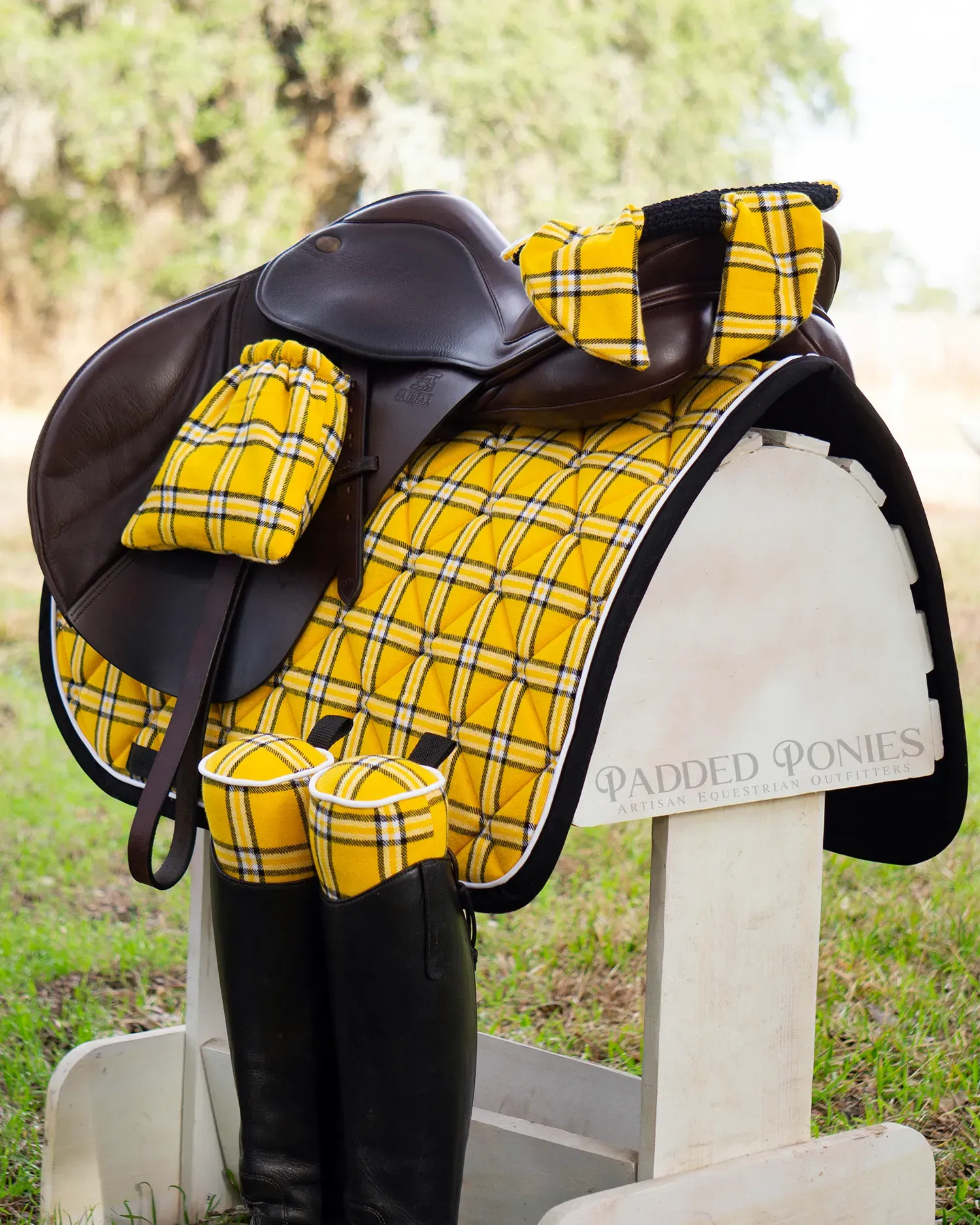 Custom Yellow Plaid Flannel Saddle Pad