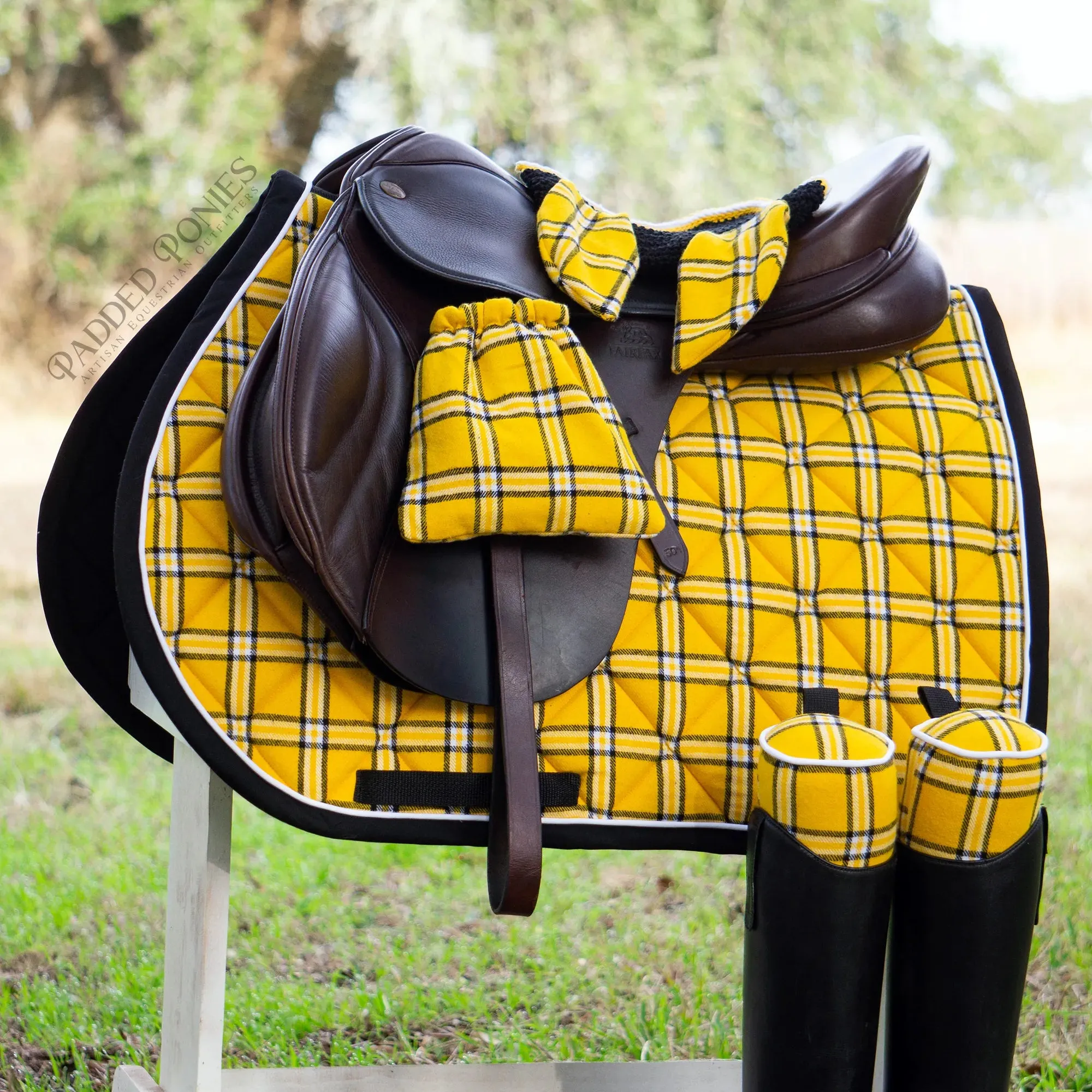 Custom Yellow Plaid Flannel Saddle Pad