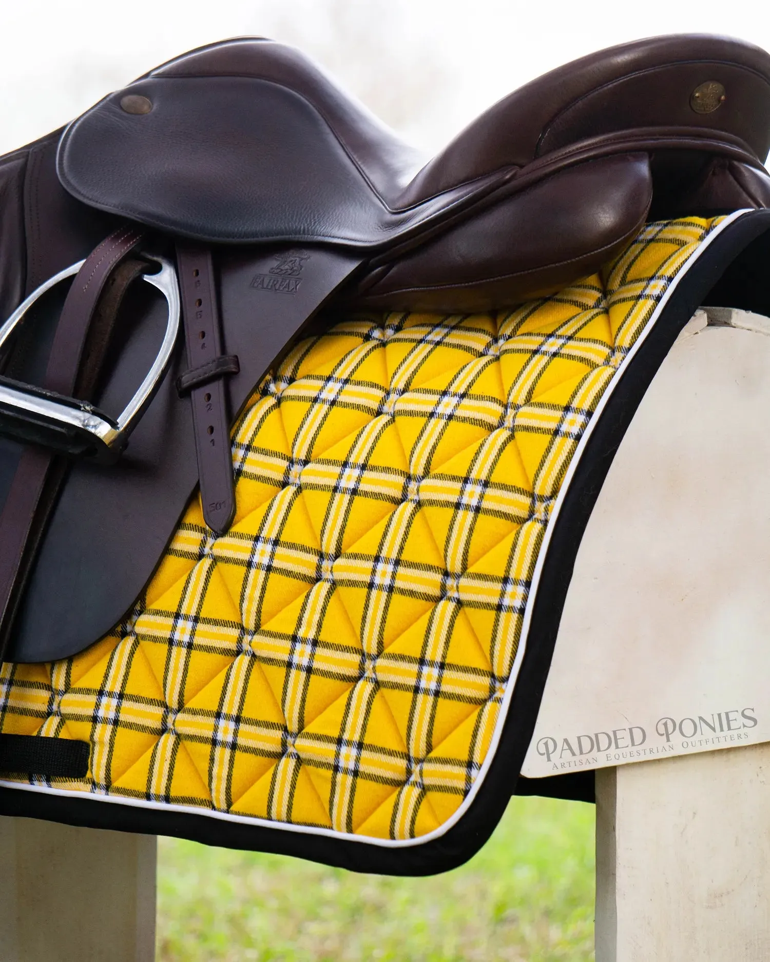 Custom Yellow Plaid Flannel Saddle Pad