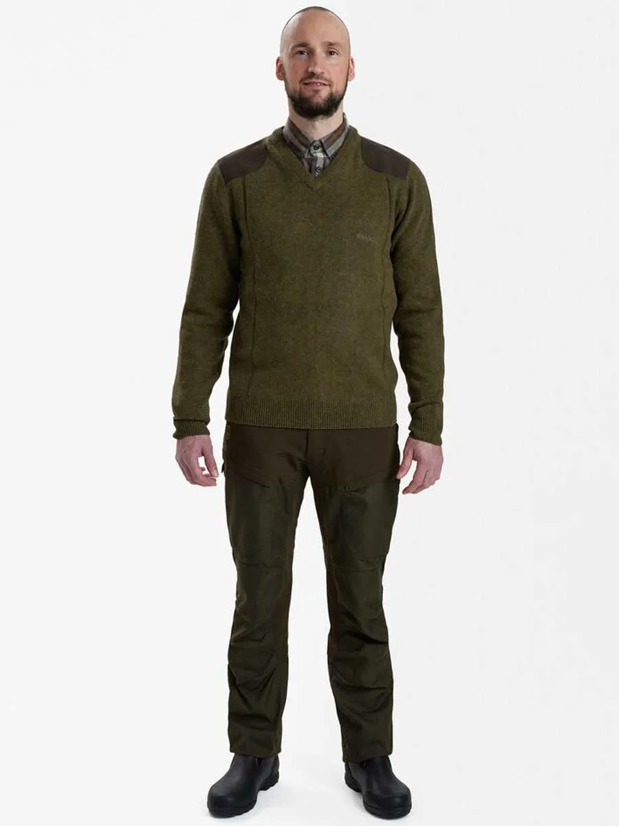 DEERHUNTER Sheffield Knit V-Neck Jumper - Mens - Cypress