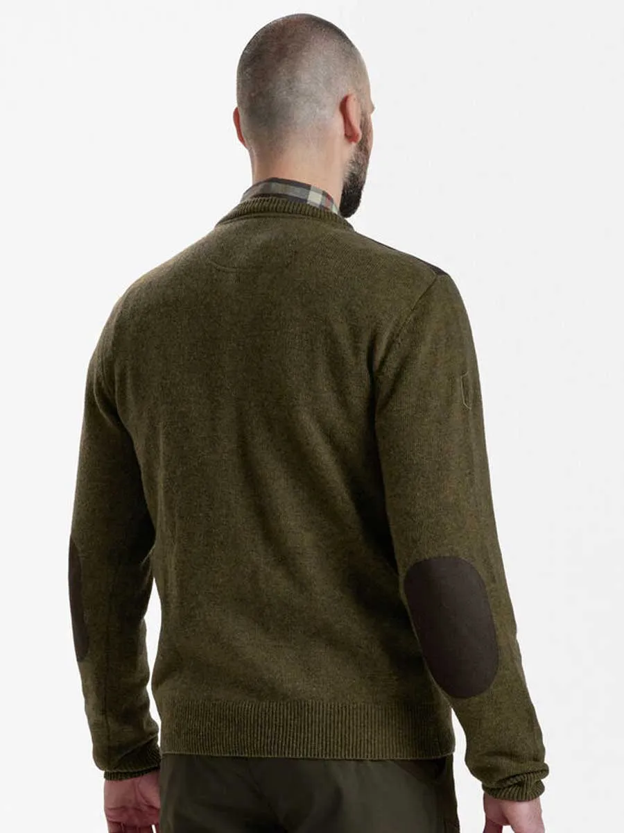 DEERHUNTER Sheffield Knit V-Neck Jumper - Mens - Cypress