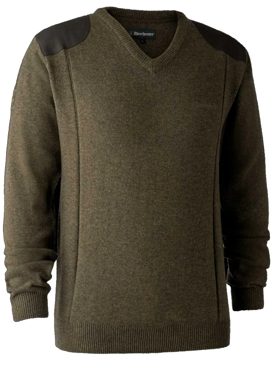 DEERHUNTER Sheffield Knit V-Neck Jumper - Mens - Cypress