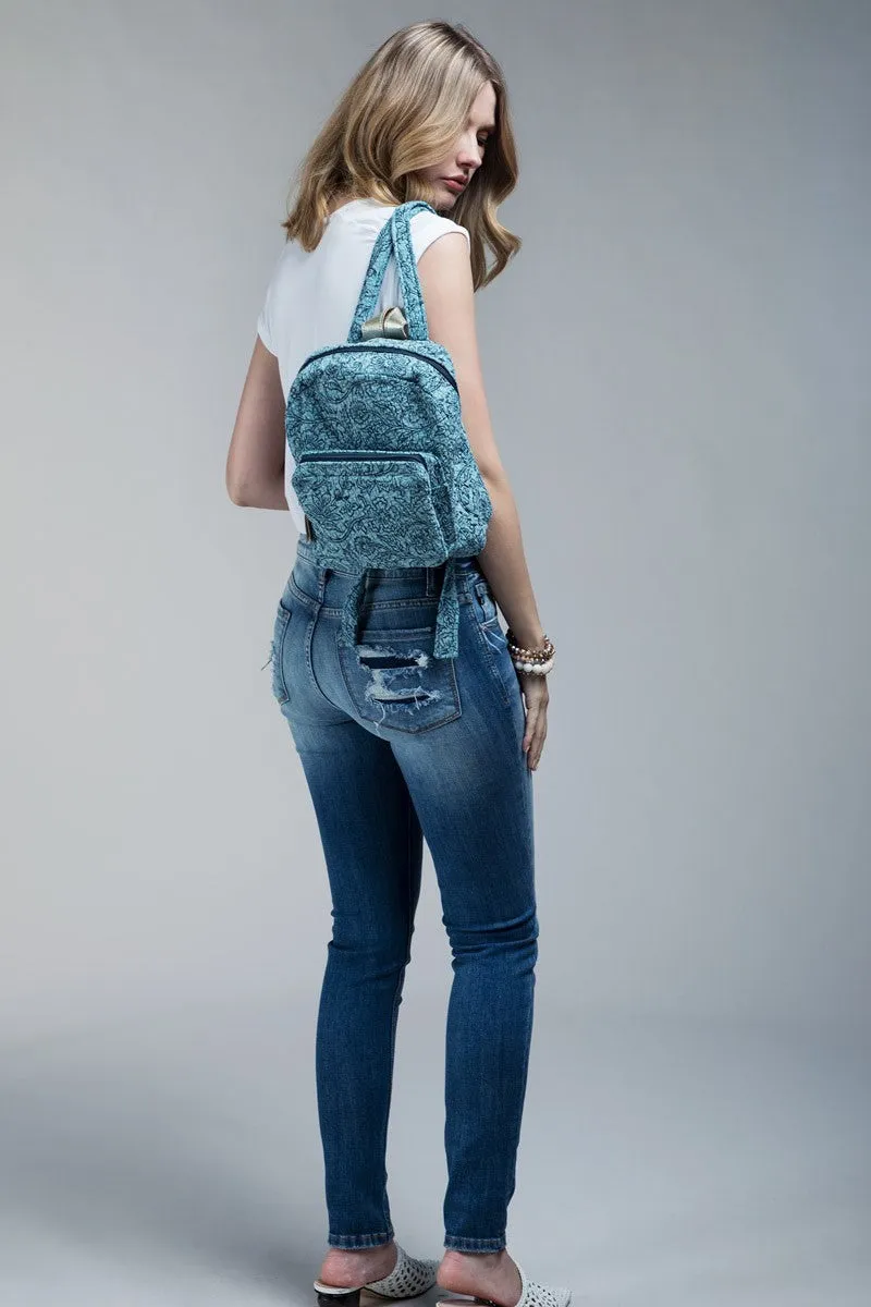 Denim Blue Backpack Handmade