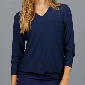 Denise Cronwall V-Neck Pullover - Navy Mesh