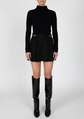 Derek Lam 10 Crosby - Filomena Knit Combo Pleated Mini Dress in Black