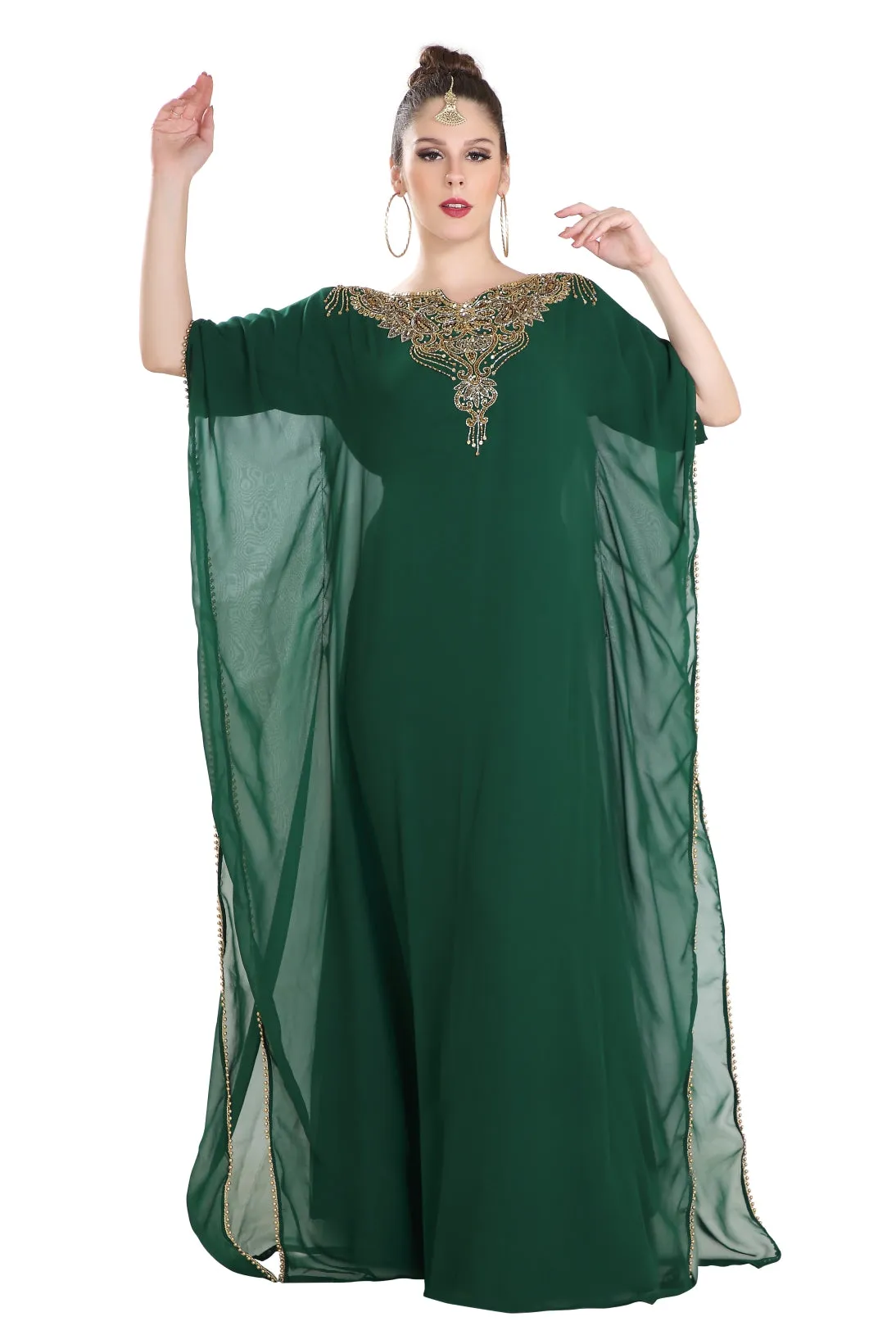 Designer Farasha Maxi With Golden Bead