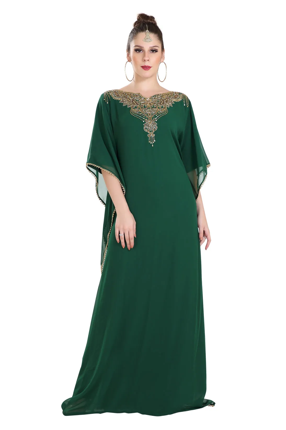 Designer Farasha Maxi With Golden Bead