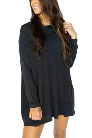 Dolman Sleeve Cowl Hoodie Sweater Dress