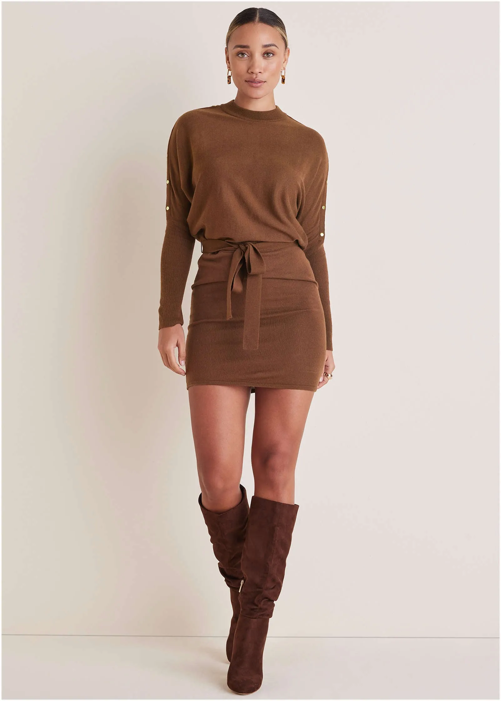 Dolman Sleeve Sweater Dress - Chocolate Fondant