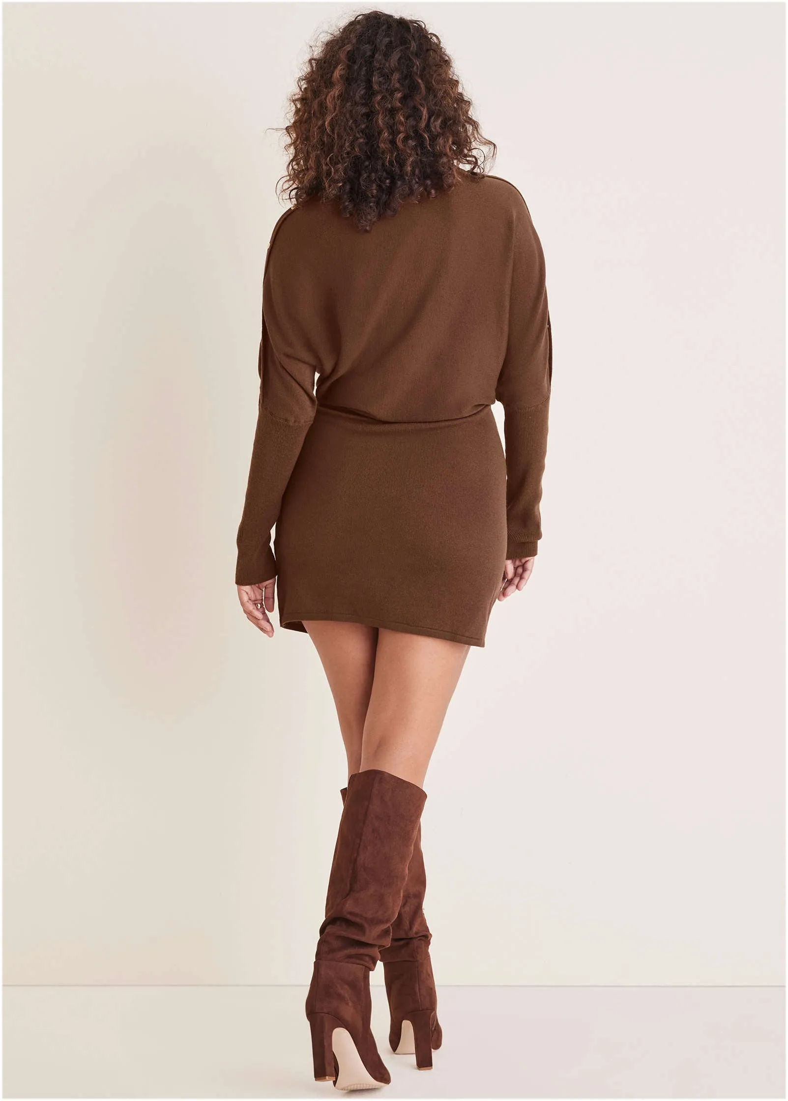 Dolman Sleeve Sweater Dress - Chocolate Fondant