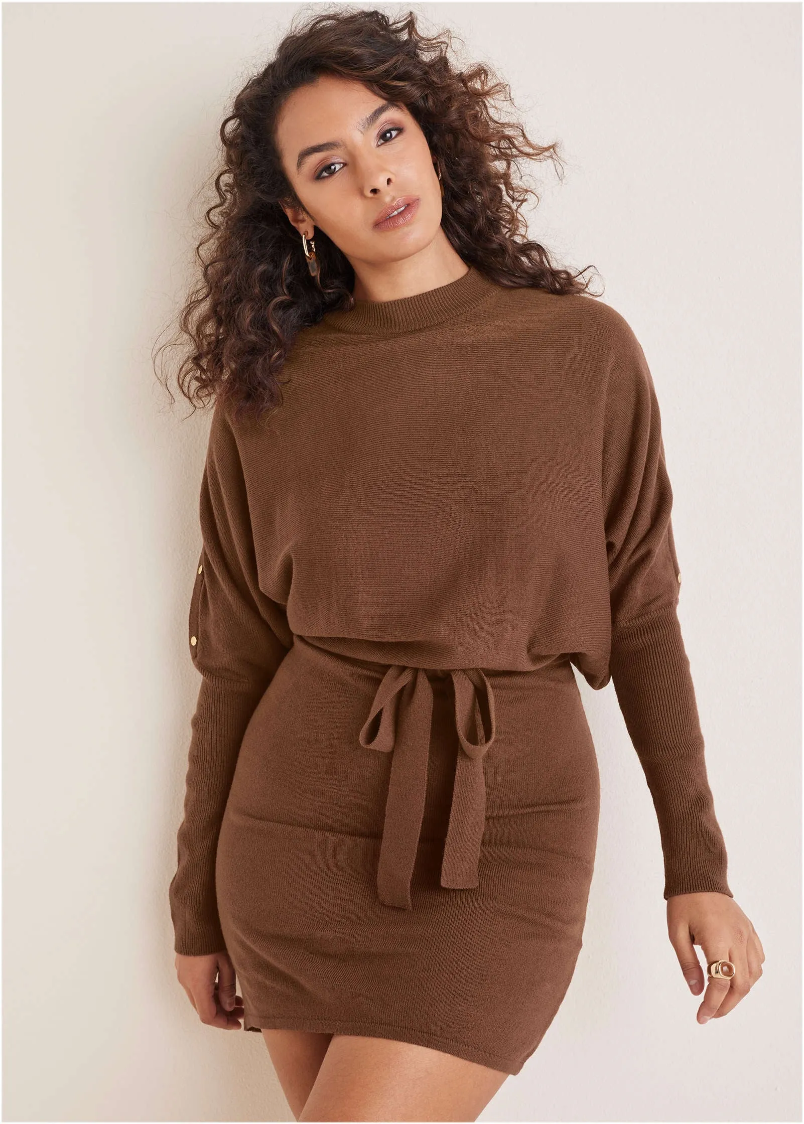 Dolman Sleeve Sweater Dress - Chocolate Fondant