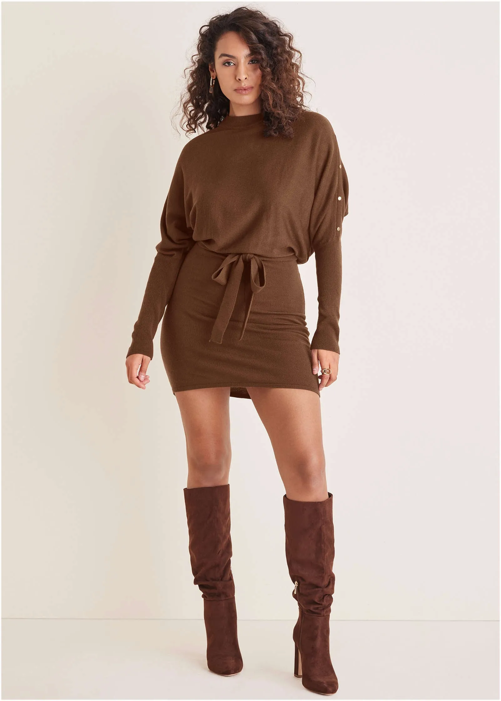 Dolman Sleeve Sweater Dress - Chocolate Fondant