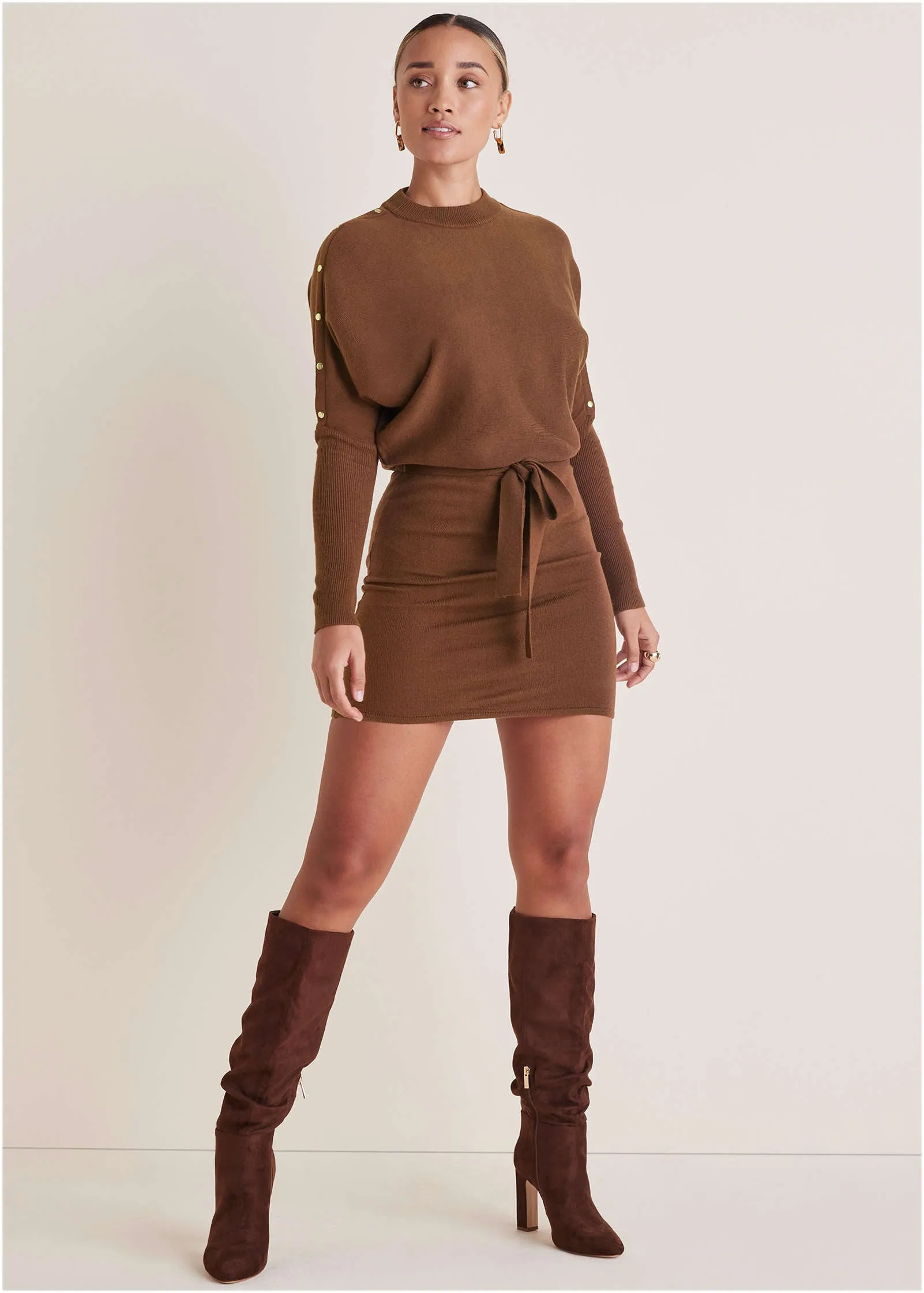 Dolman Sleeve Sweater Dress - Chocolate Fondant