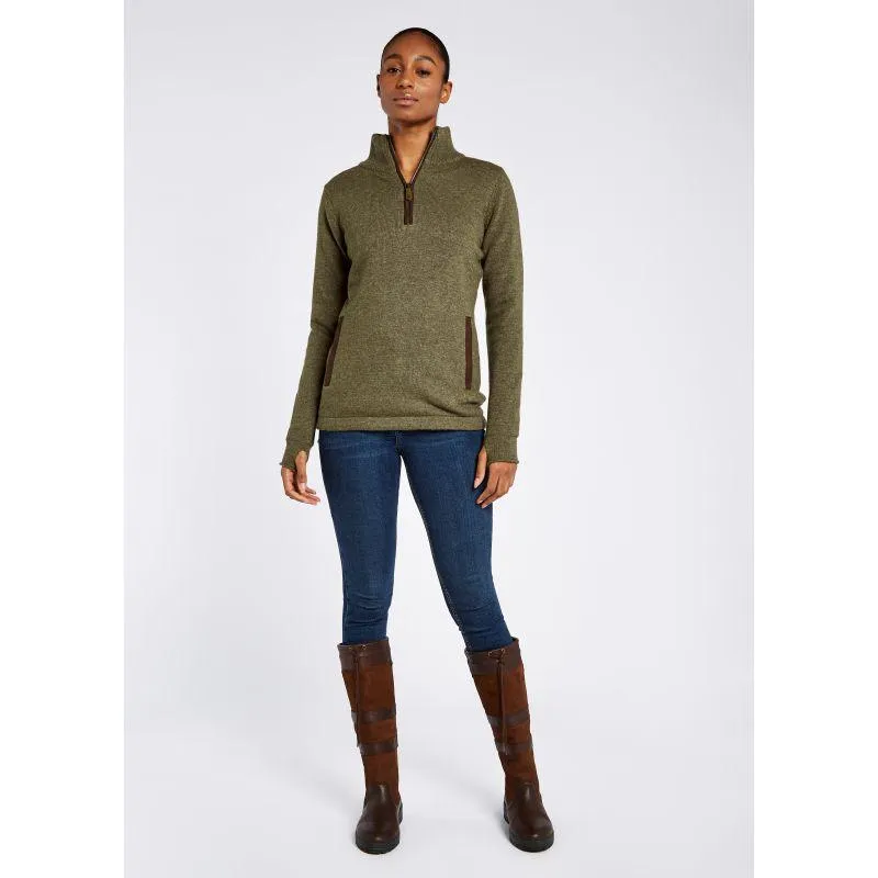 Dubarry Morrisey Windproof Ladies Zip Neck Jumper - Dusky Green