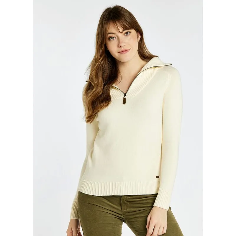 Dubarry Rosmead Ladies Zip Neck Jumper - Chalk