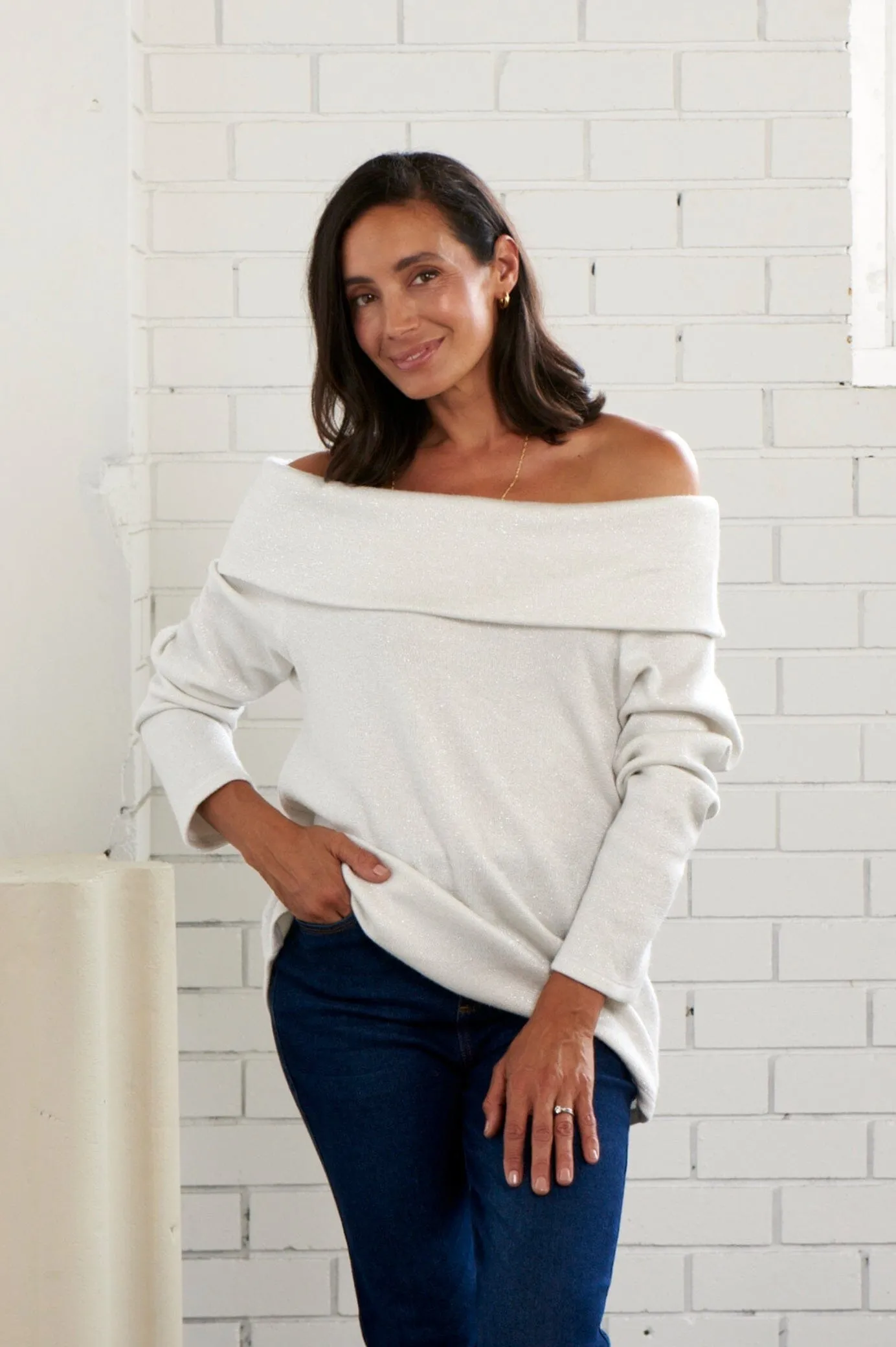 Emilia Off Shoulder Knit Ivory