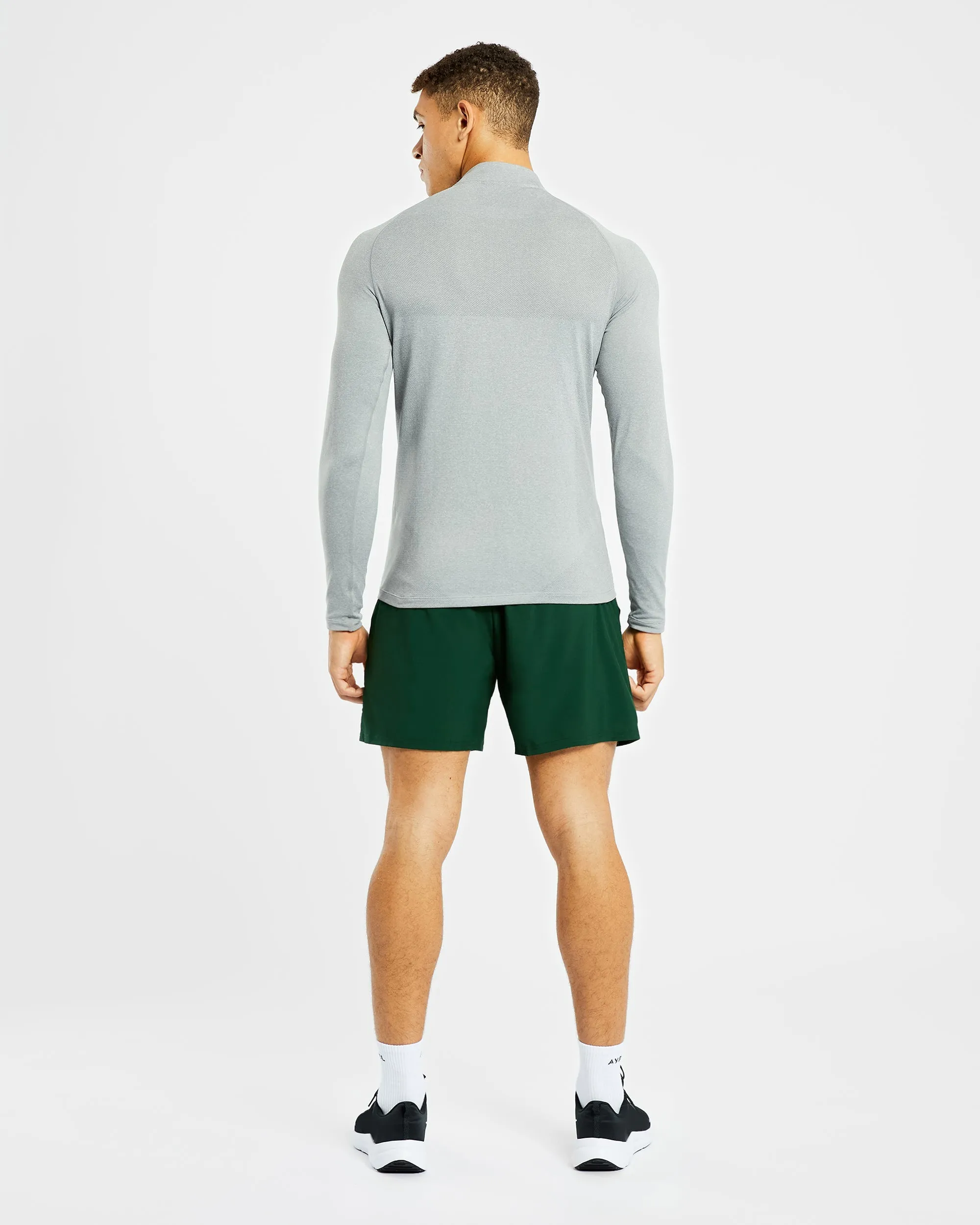 Essential Seamless 1/4 Zip Pullover - Grey Marl