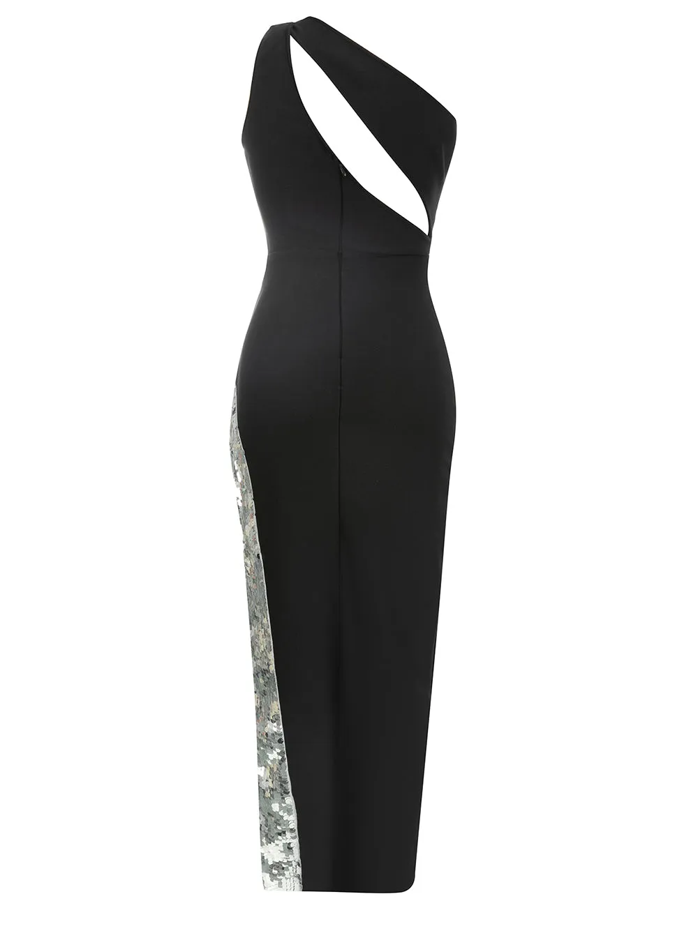 Farrah Metallic Ornate Slit Evening Gown