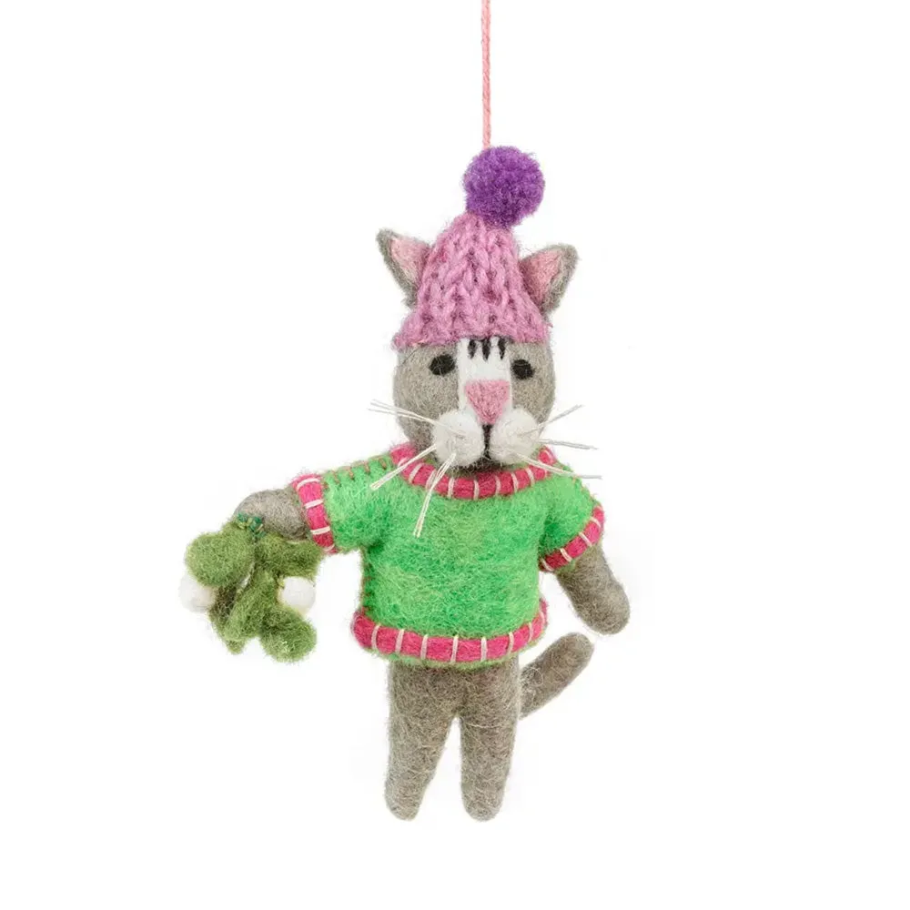 Felt So Good :: Handmade Felt Mistletoe Meows Cat