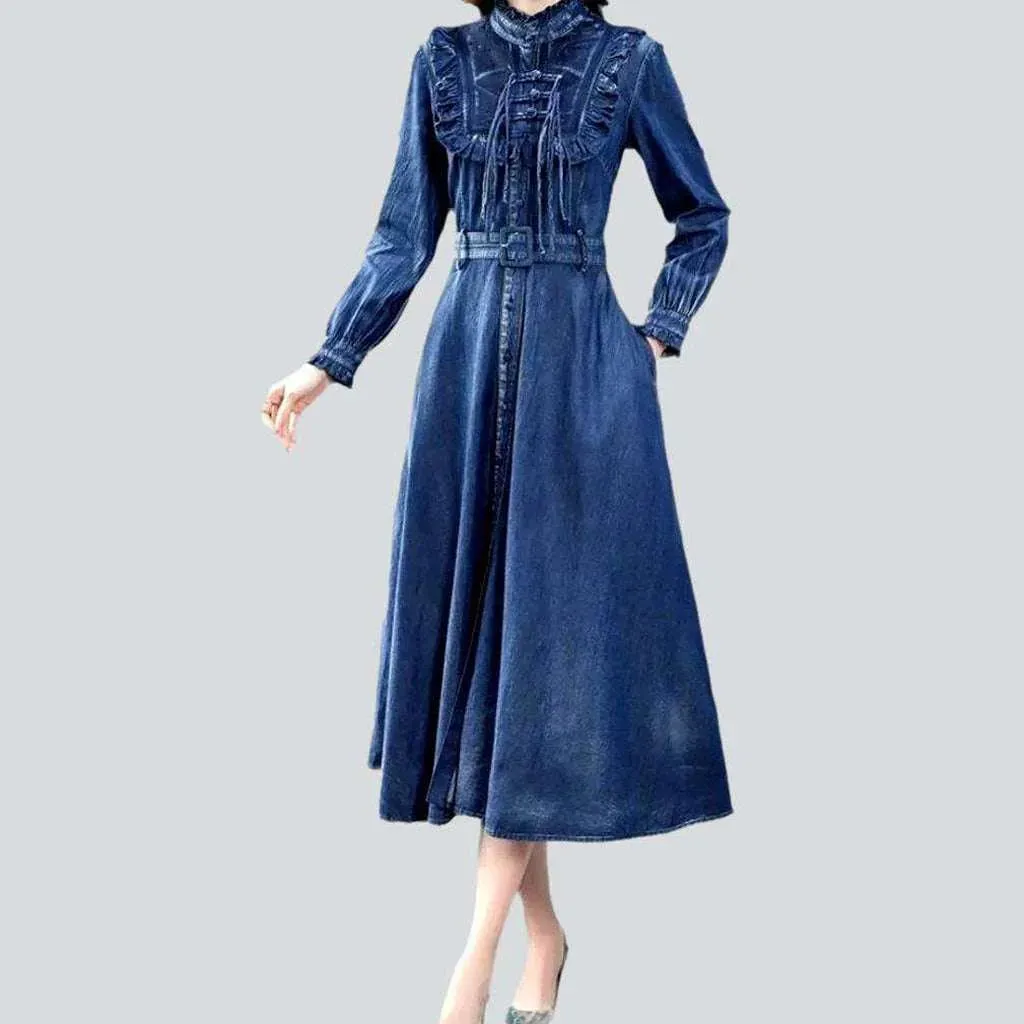 Flared vintage denim dress