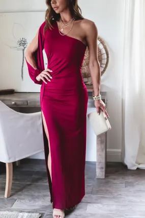 From The Source One Shoulder Maxi Dress - Fuchsia