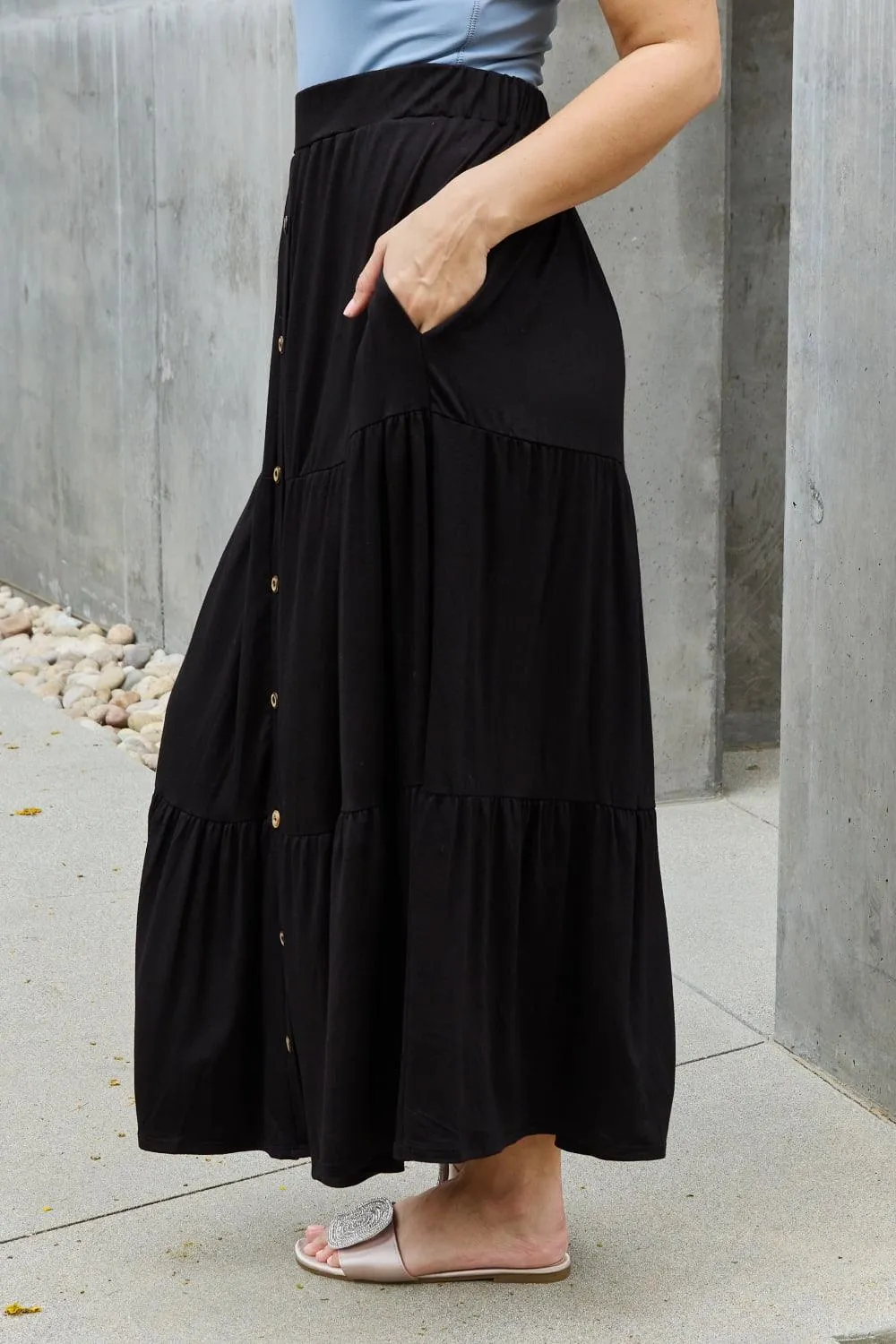 Full Size Solid Maxi Skirt