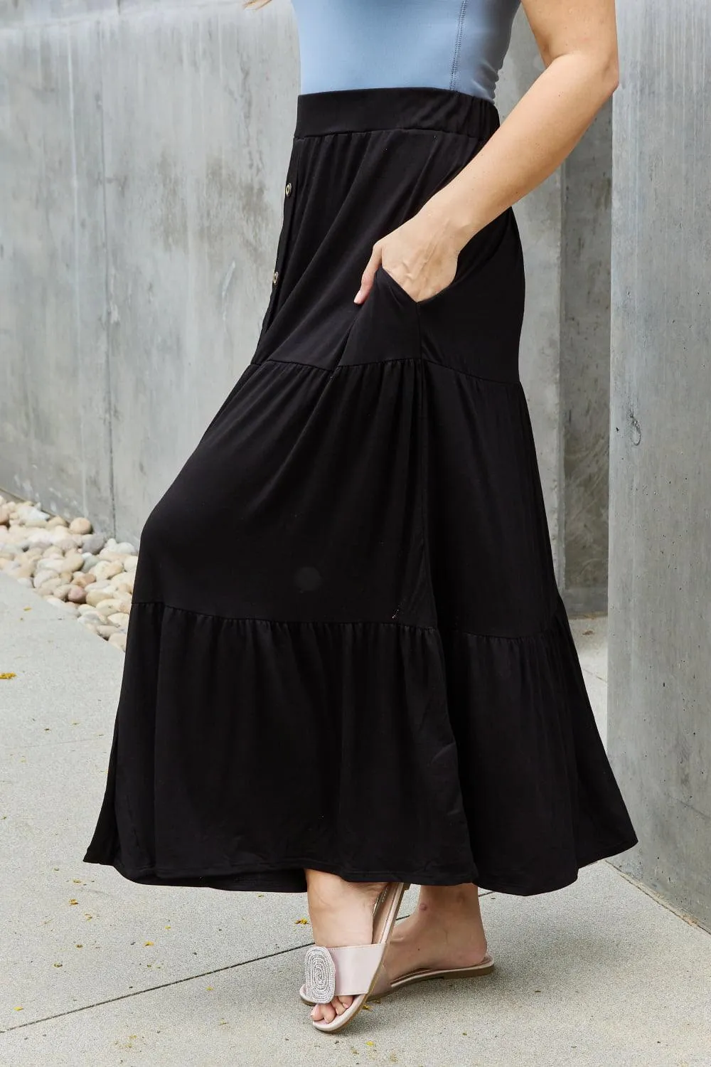 Full Size Solid Maxi Skirt