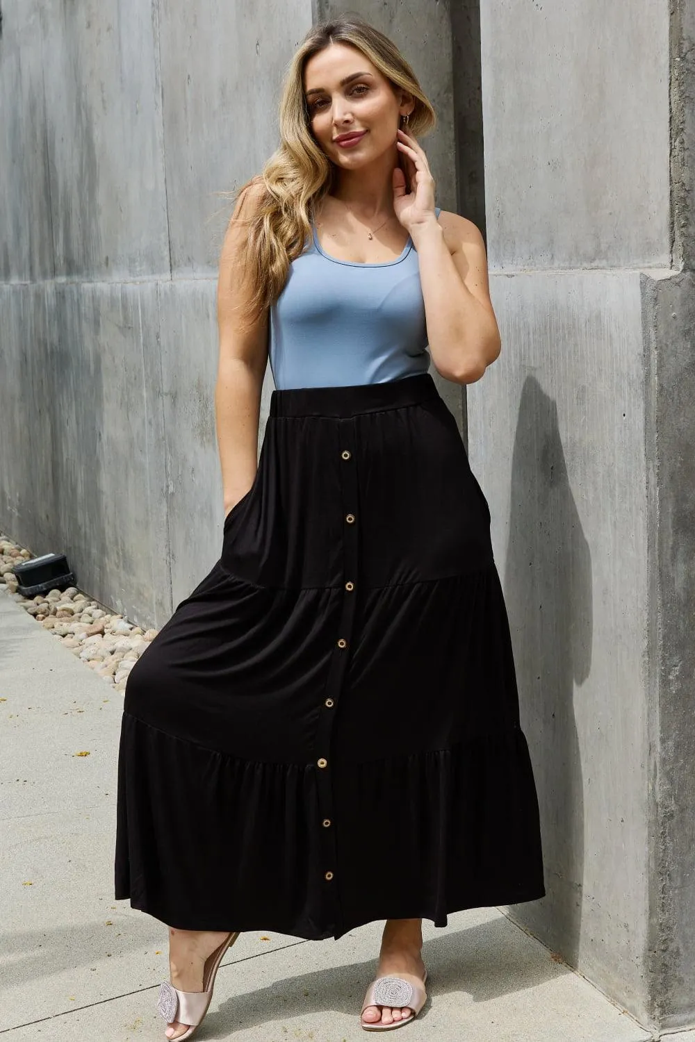 Full Size Solid Maxi Skirt