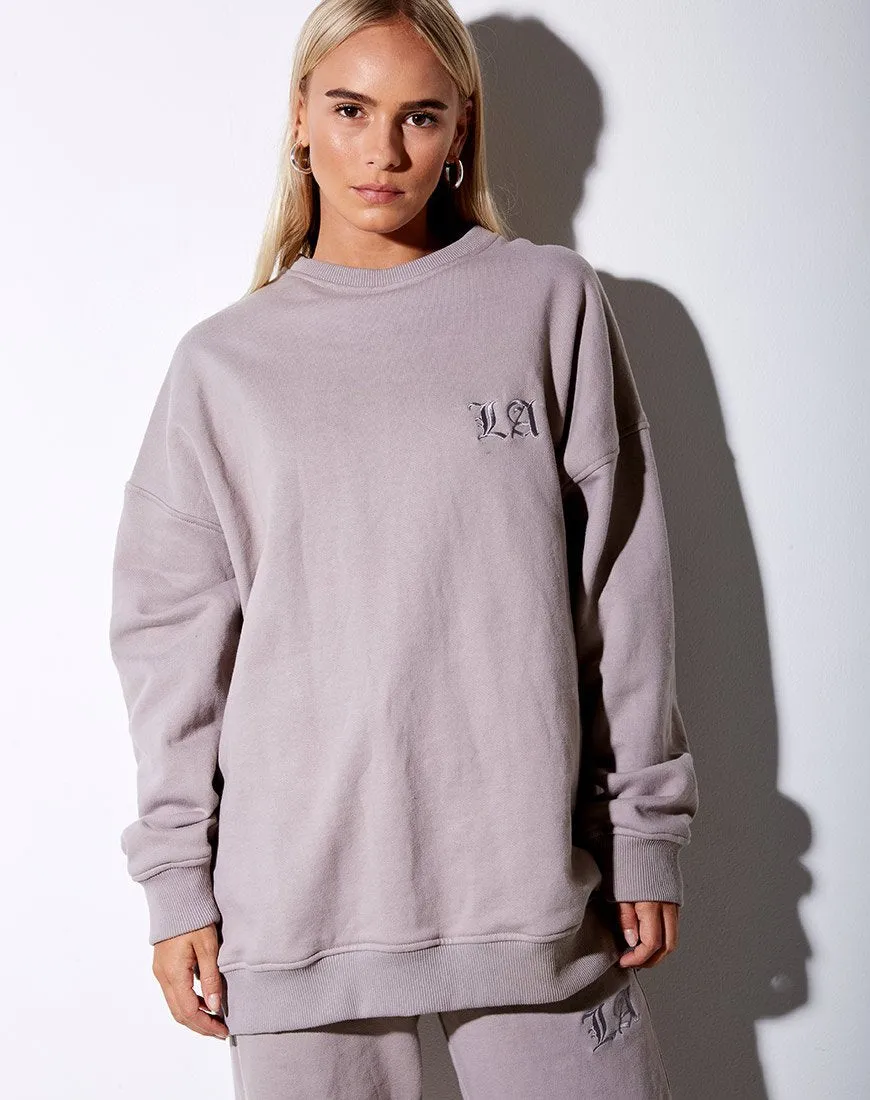 Glo Sweatshirt in Mushroom with 'LA' Embro