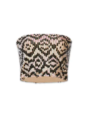 Graphic Sequin Tube Top