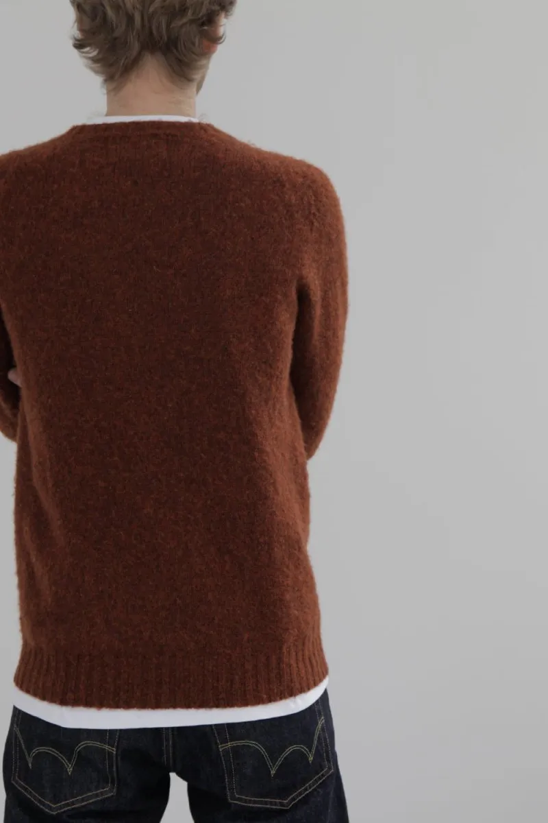 Half Dozen Super-Soft Double Brushed Crew Neck Knitted Jumper (Rust)