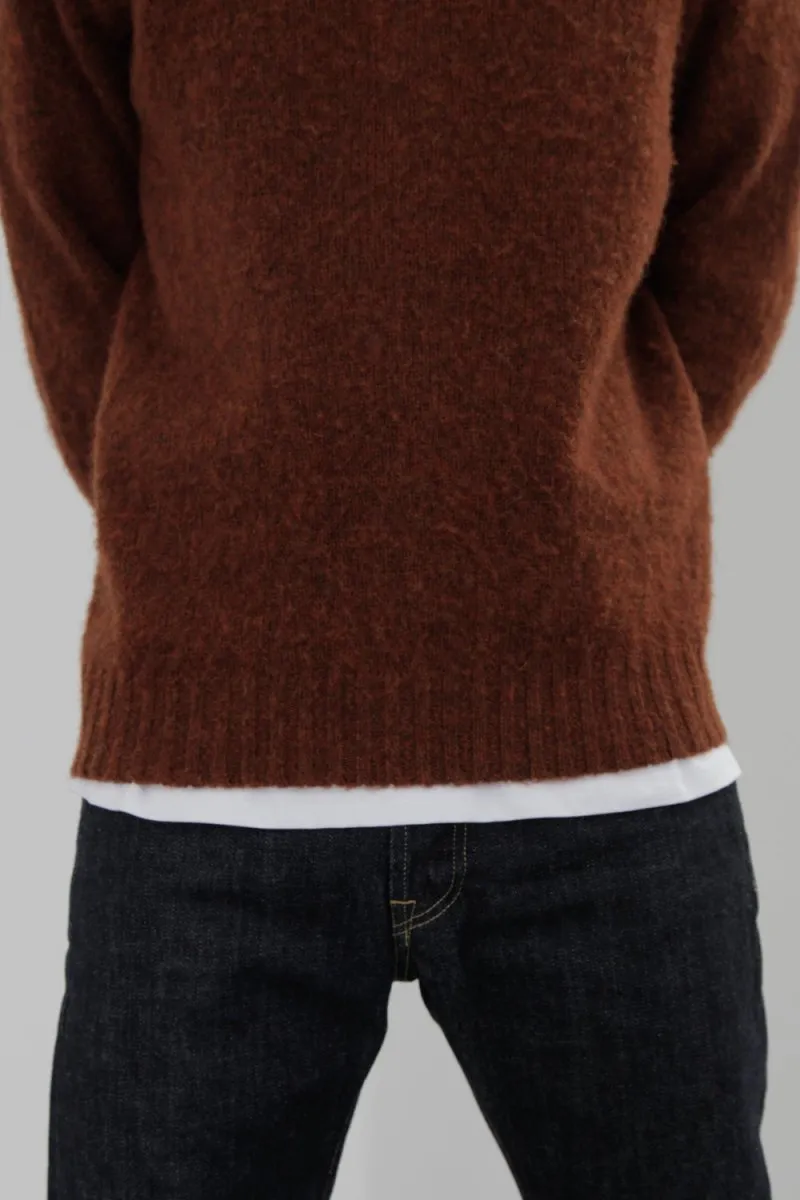 Half Dozen Super-Soft Double Brushed Crew Neck Knitted Jumper (Rust)