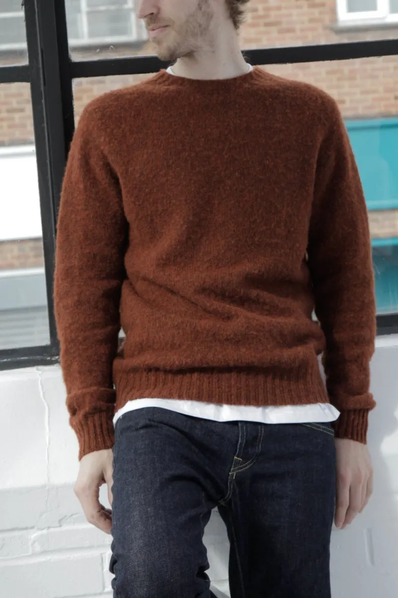 Half Dozen Super-Soft Double Brushed Crew Neck Knitted Jumper (Rust)