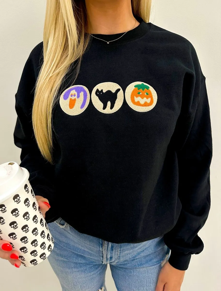 'Halloween Cookies' Embroidered Crewneck Sweatshirt