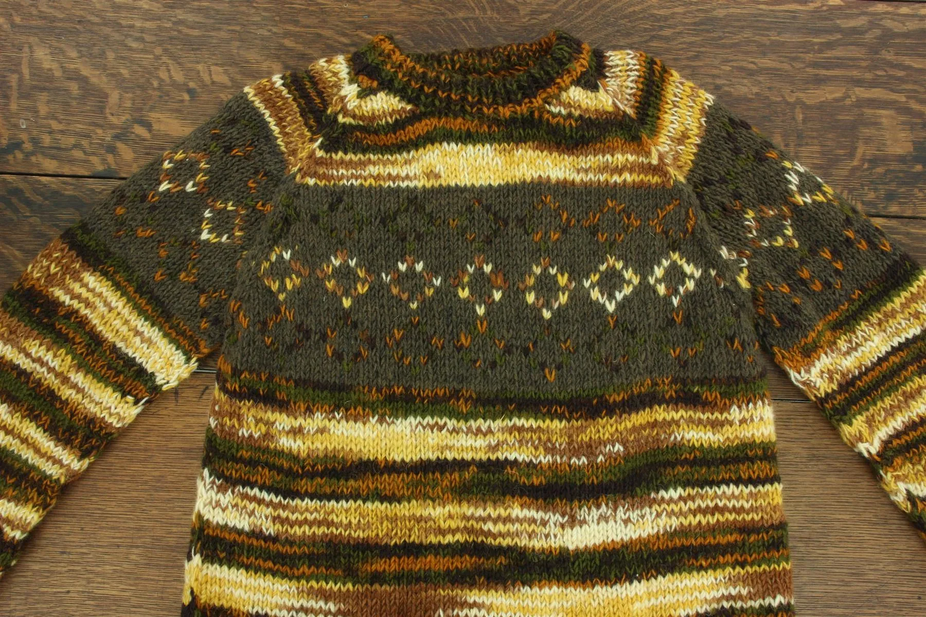 Hand Knitted Wool Jumper - Diamond SD Orange