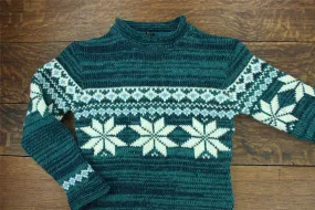 Hand Knitted Wool Jumper - Fairisle Teal