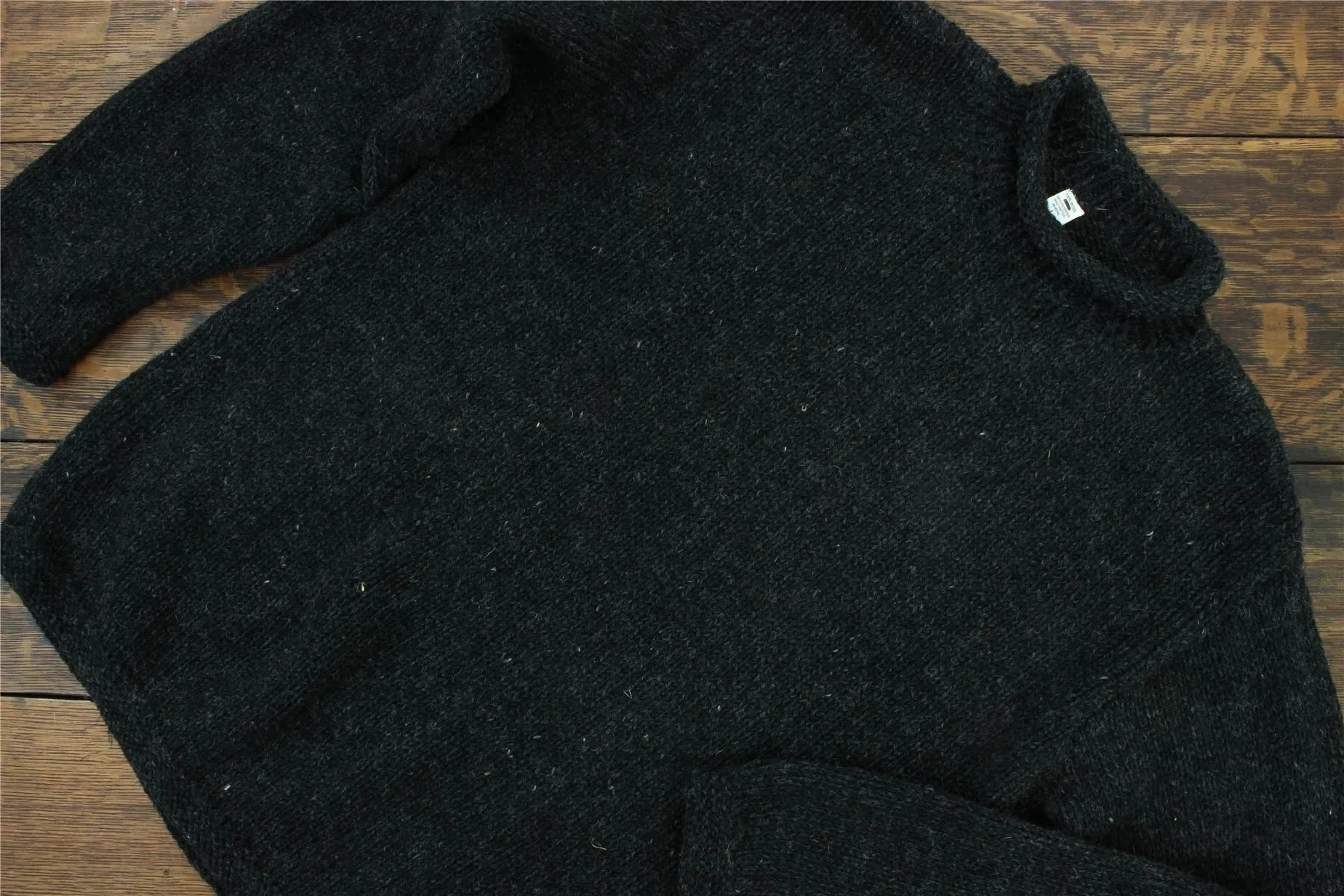 Hand Knitted Wool Jumper - Plain Charcoal