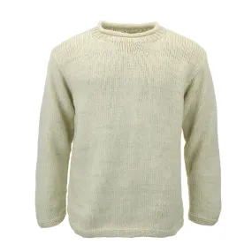 Hand Knitted Wool Jumper - Plain Cream