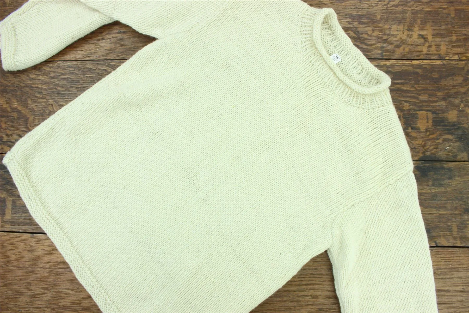 Hand Knitted Wool Jumper - Plain Cream