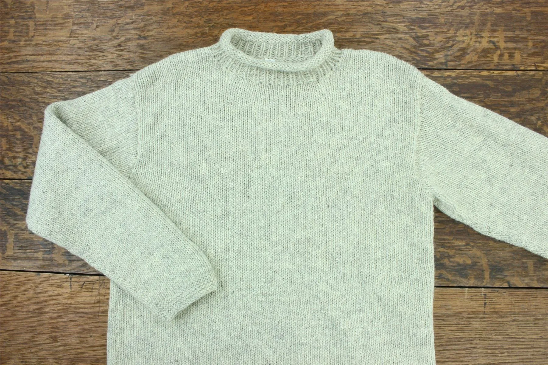 Hand Knitted Wool Jumper - Plain Light Grey