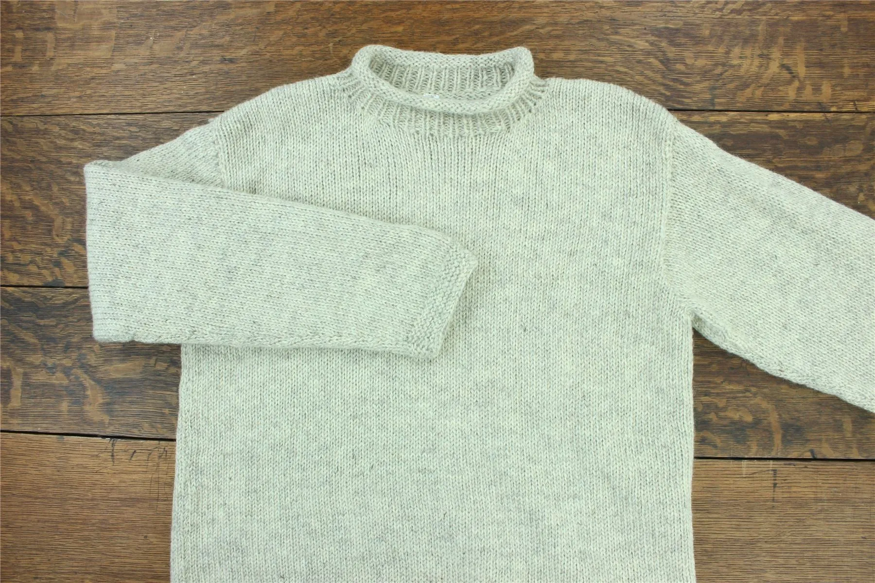 Hand Knitted Wool Jumper - Plain Light Grey