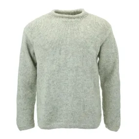 Hand Knitted Wool Jumper - Plain Light Grey